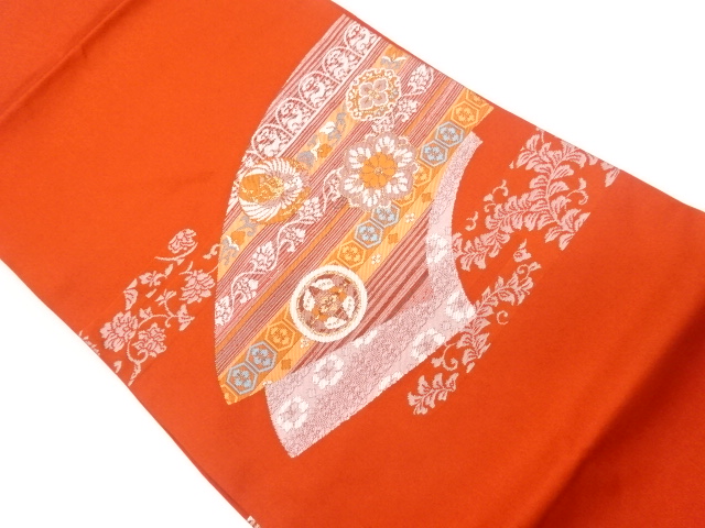 JAPANESE KIMONO / VINTAGE NAGOYA OBI / WOVEN FLOWER ARABESQUE & PHOENIX